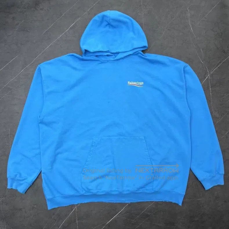 Balenciaga Balenciaga Distressed old blue Cola logo hoodie Size US XS / EU 42 / 0 - 1 Thumbnail