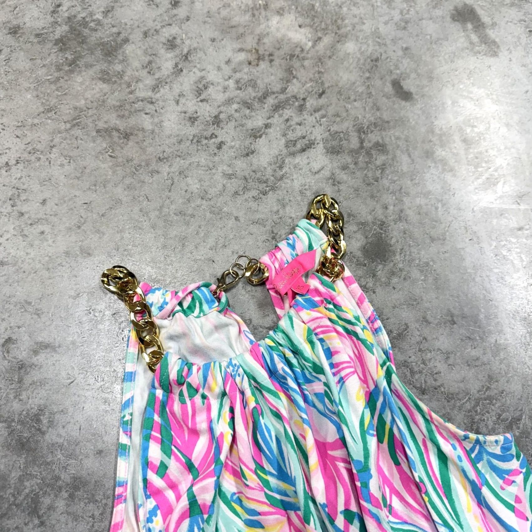 Lilly Pulitzer Lilly Pulitzer Dress Womens XS Multicolor Tropical Maxi Halter Belted Sleeveless Jersey Floral Strappy Summer 90s? Size XS / US 0-2 / IT 36-38 - 4 Thumbnail