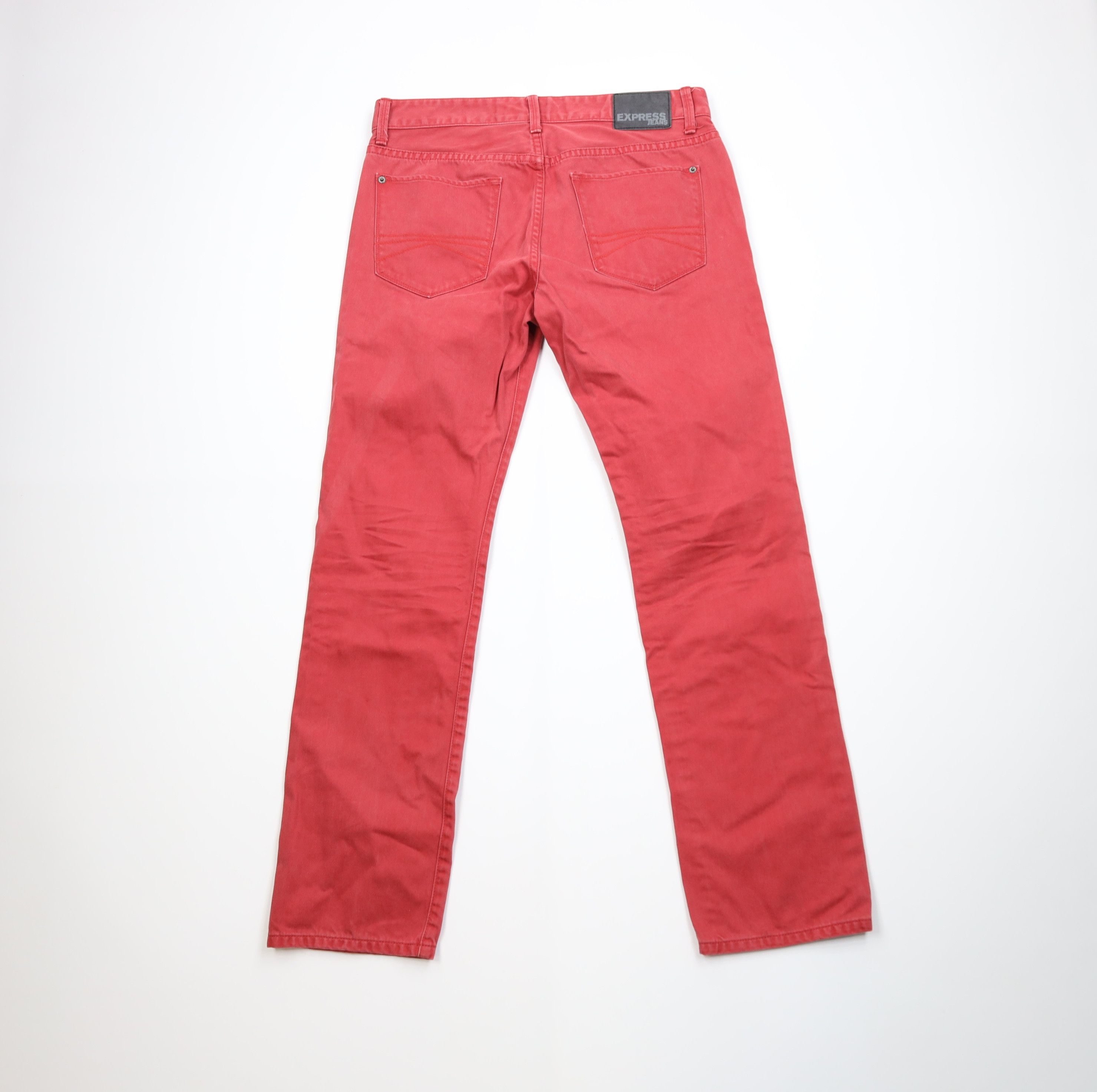 Express Express Rocco Slim Fit Skinny Leg Denim Jeans Red Cotton Size US 32 / EU 48 - 9 Thumbnail