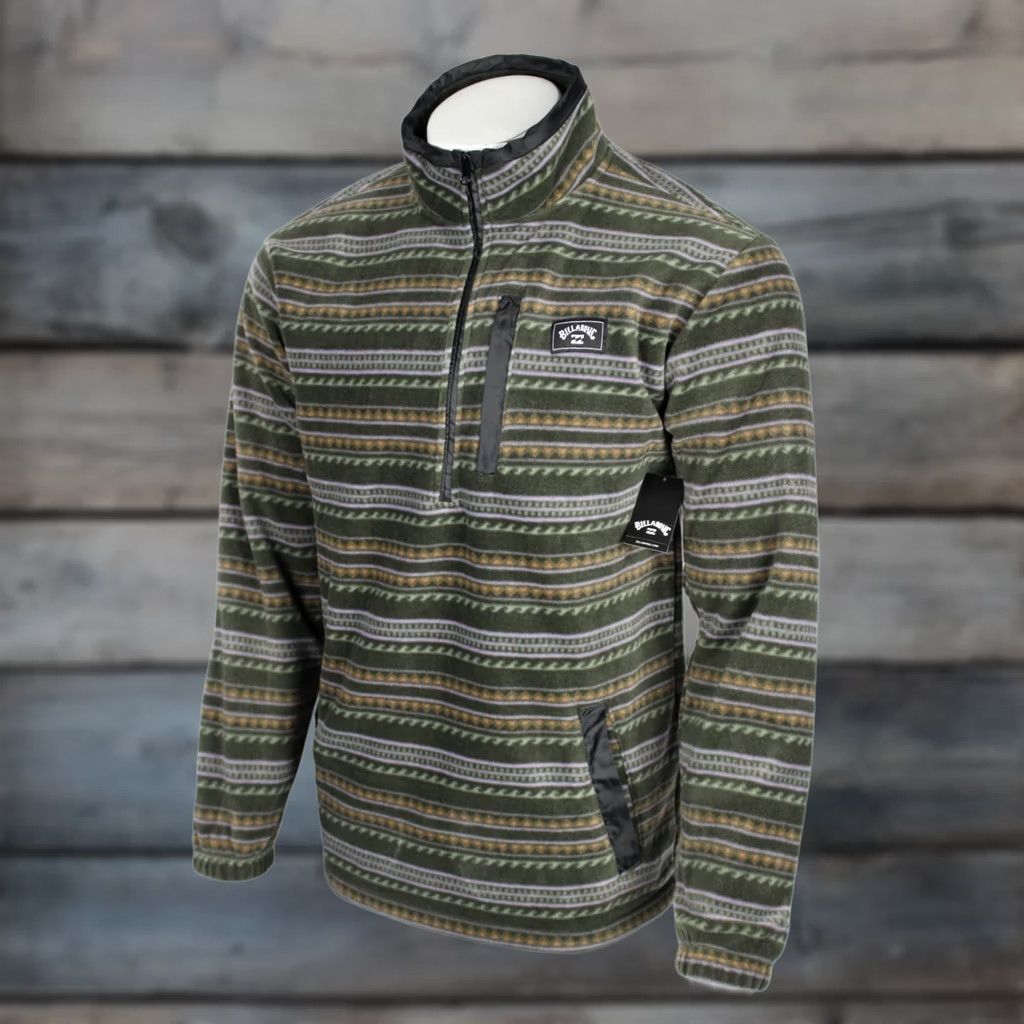 Billabong Billabong Men's Drew Mock Neck Fleece Pullover 1/2 Zip M Medium Black Print Size US M / EU 48-50 / 2 - 1 Thumbnail