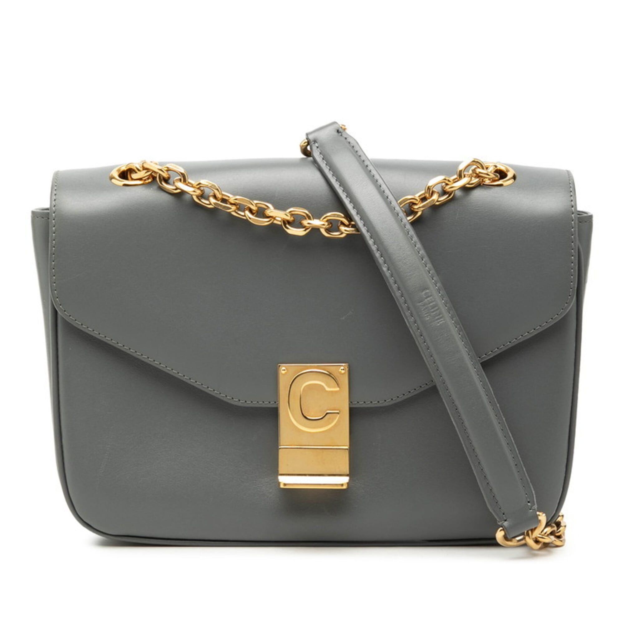 Celine Celine C Medium Chain Shoulder Bag, Gray Leather, Women's Size ONE SIZE - 1 Thumbnail