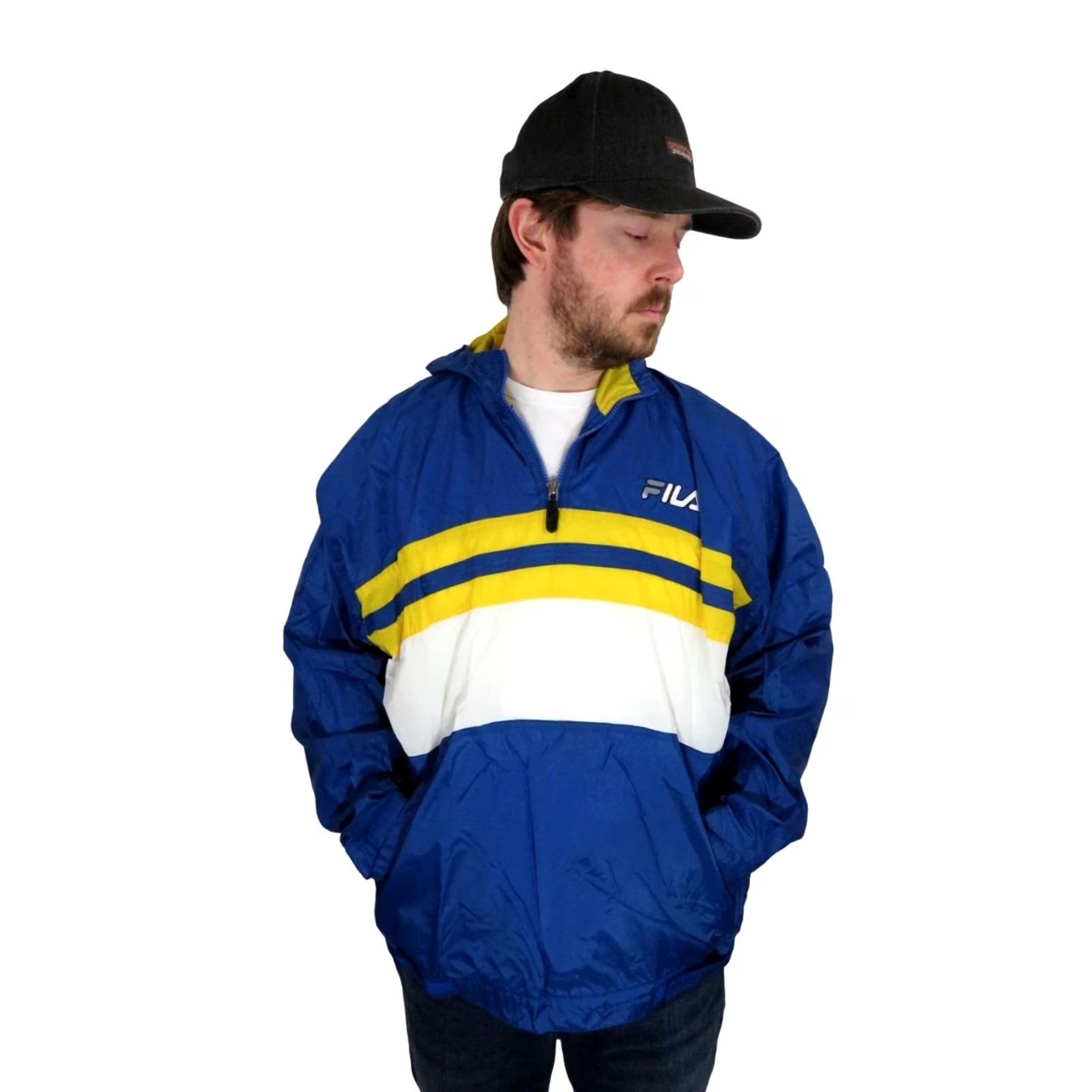 Fila VINTAGE FILA Hooded Windbreaker Jacket Mens XL Striped Blue 90s 80s Y2K Logo Athletic Streetwear Size US XL / EU 56 / 4 - 2 Thumbnail