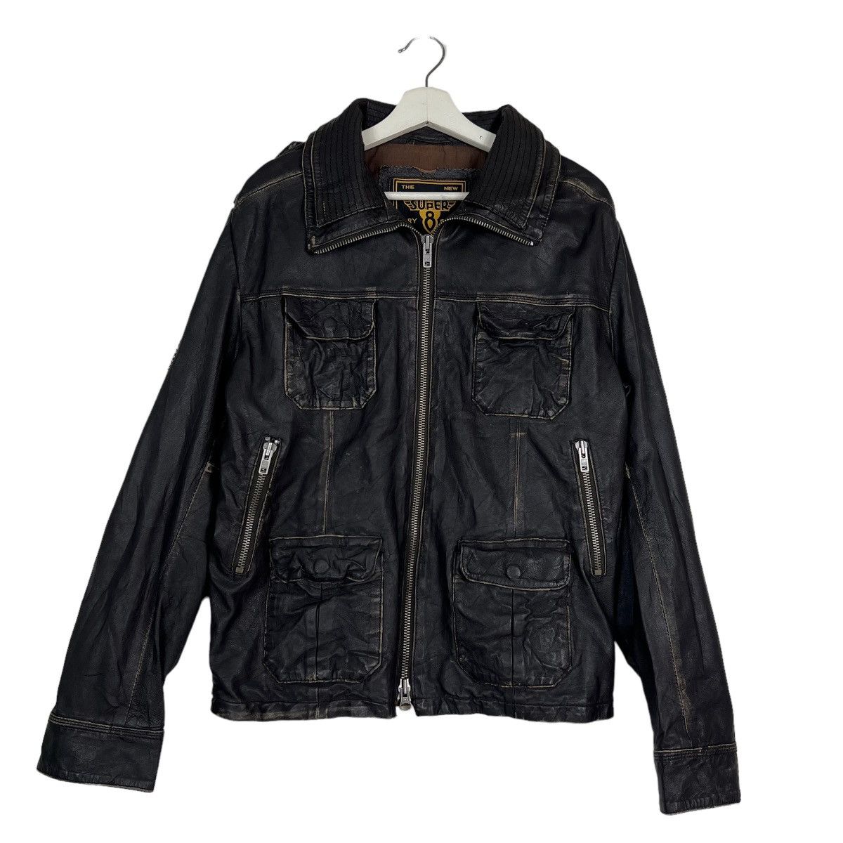 Superdry 🔥 SUPERDRY 8 RIDER MOTOB LEATHER JACKET Size US L / EU 52-54 / 3 - 2 Thumbnail