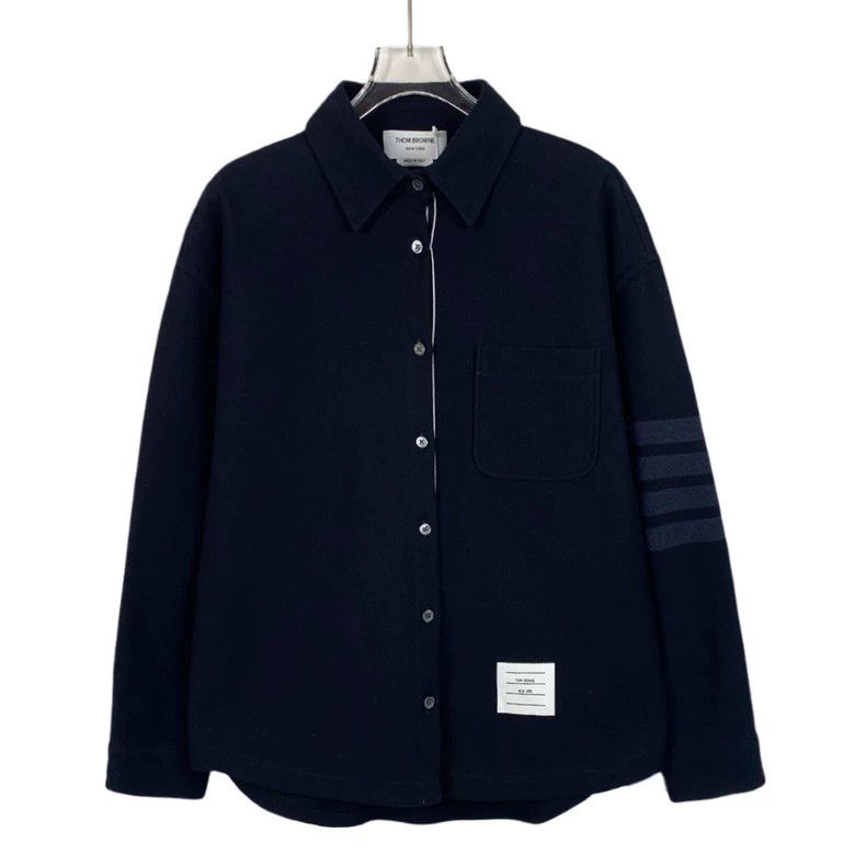 Thom Browne Thom Browne Blue Cotton Long Sleeve Button-Up Shirt - dmc Size US S / EU 44-46 / 1 - 1 Thumbnail