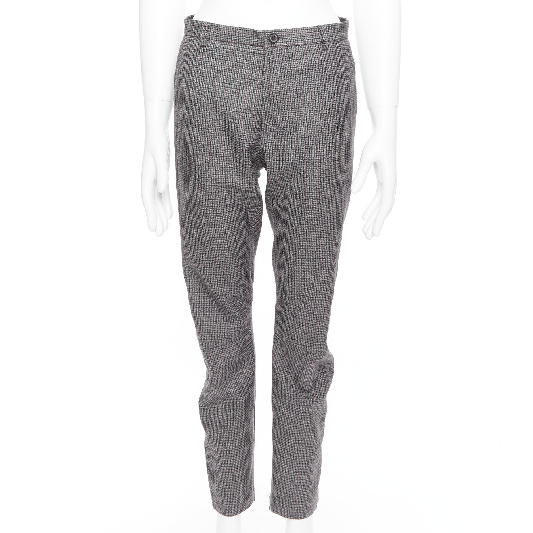 Lanvin LANVIN grey 100% wool houndstooth knee darts tapered pants FR46 S Size US 28 / EU 44 - 1 Thumbnail