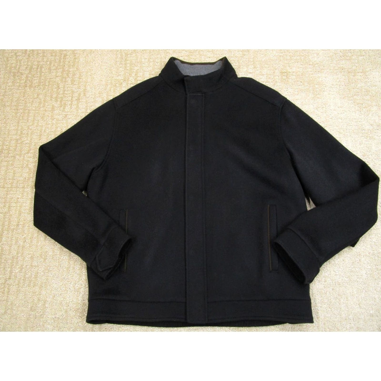 Peter Millar Peter Millar Jacket Mens XL Black Wool Bomber Coat Full Zip Quilted Lined Size US XL / EU 56 / 4 - 2 Thumbnail
