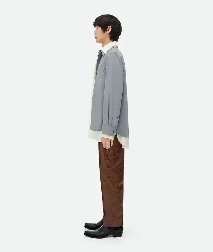 Bottega Veneta o1s1rm0326 Relaxed Fit Linen Double Shirt in Vapor/Camomile Size US L / EU 52-54 / 3 - 2 Thumbnail
