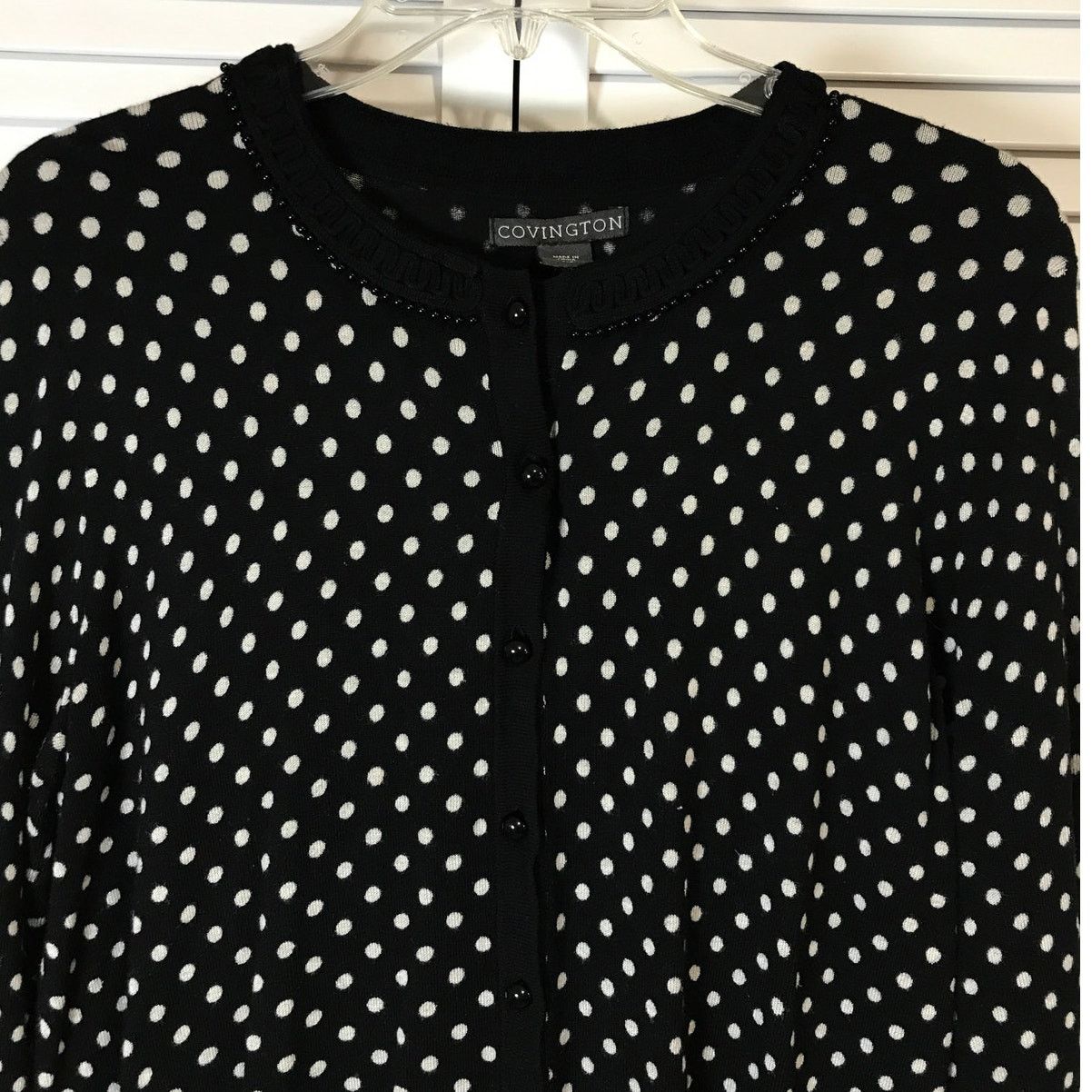 Covington Covington Pok-a-dot Black High Neck Long Sleeve Cardigan L Size L / US 10 / IT 46 - 7 Thumbnail