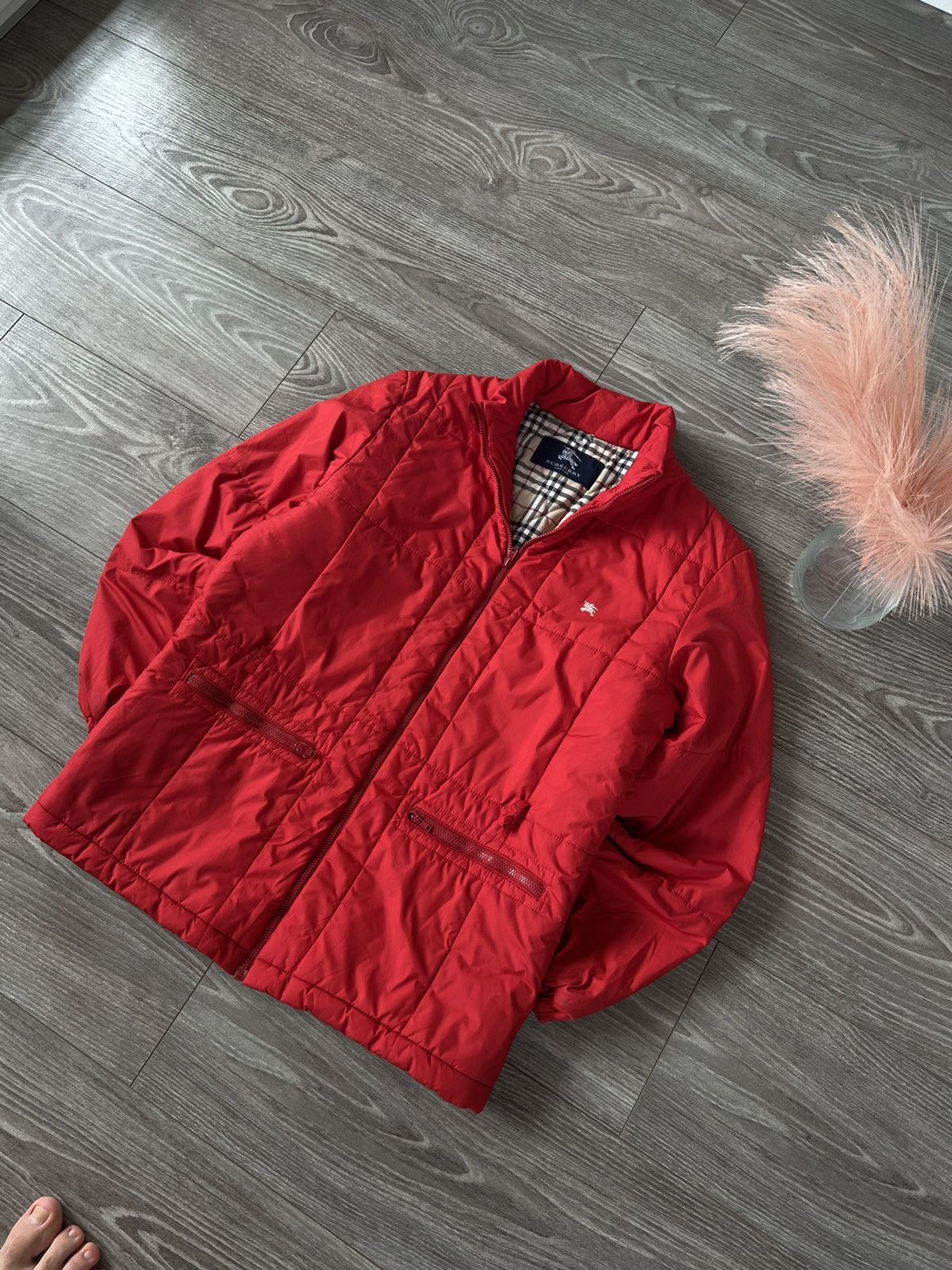 Burberry × Vintage ‼️VINTAGE BURBERRY FULL CELL RED WARM WINTER JACKET‼️ Size M / US 6-8 / IT 42-44 - 2 Thumbnail