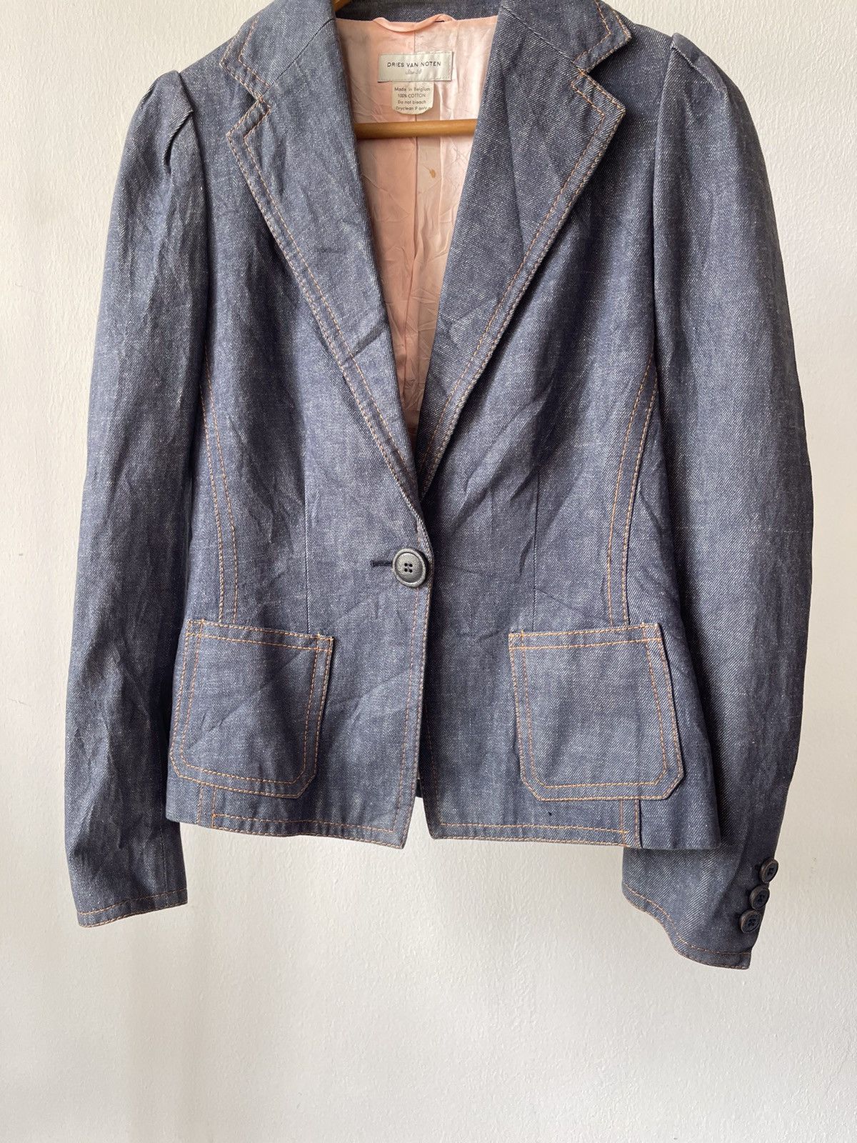 Dries Van Noten Dries Van Noten Denim One Button Blazer Size S / US 4 / IT 40 - 3 Thumbnail