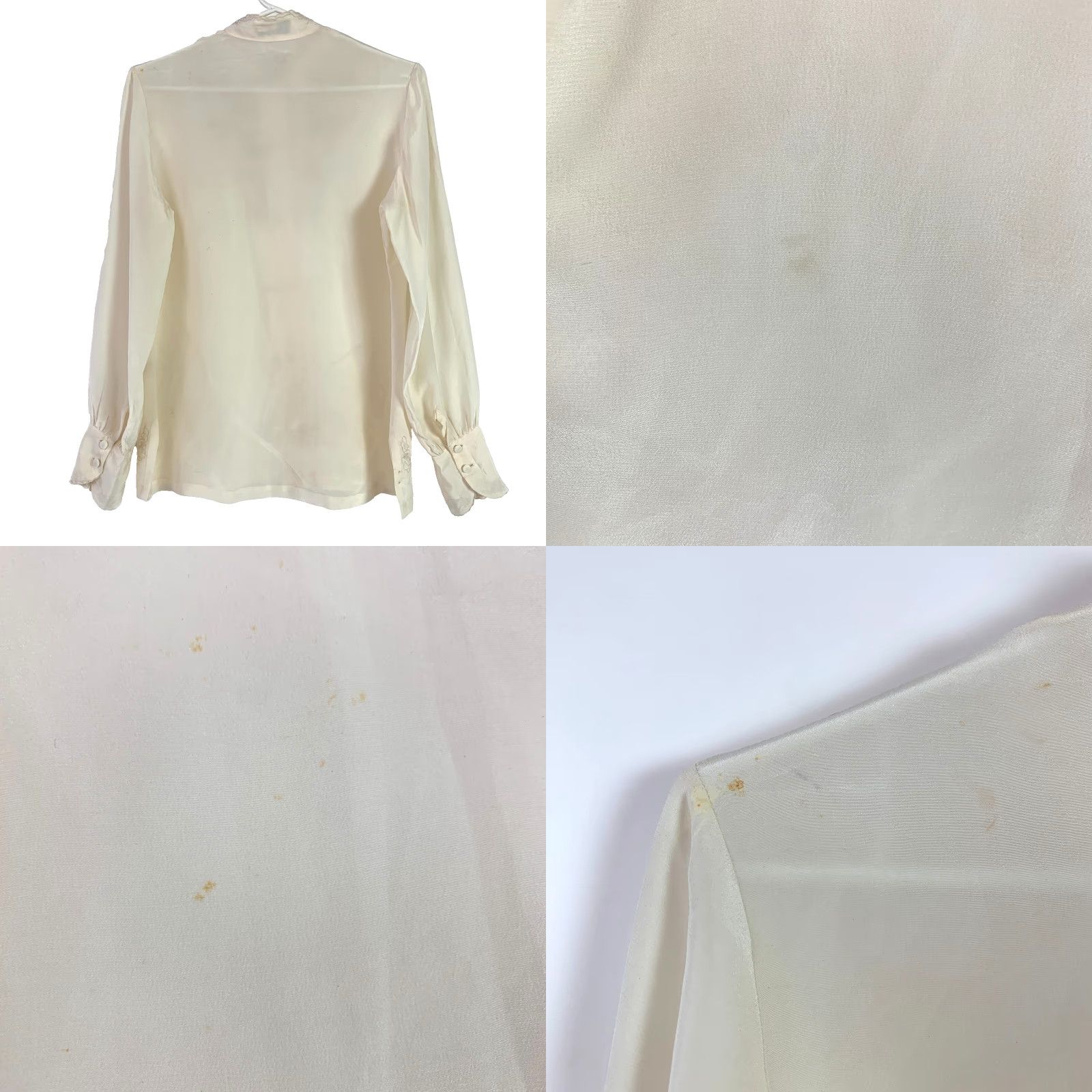 Vintage VINTAGE Jade Lantern Shirt 50s Cream Silk Long Sleeve Button Up Size 38 Staining Size XS / US 0-2 / IT 36-38 - 9 Thumbnail