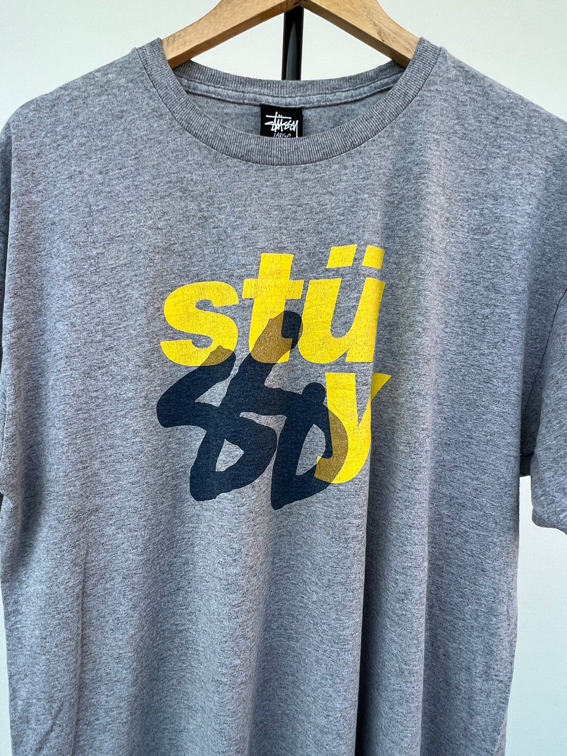 Pre-owned Stussy X Vintage Stussy Shirt Big Logo In Grey