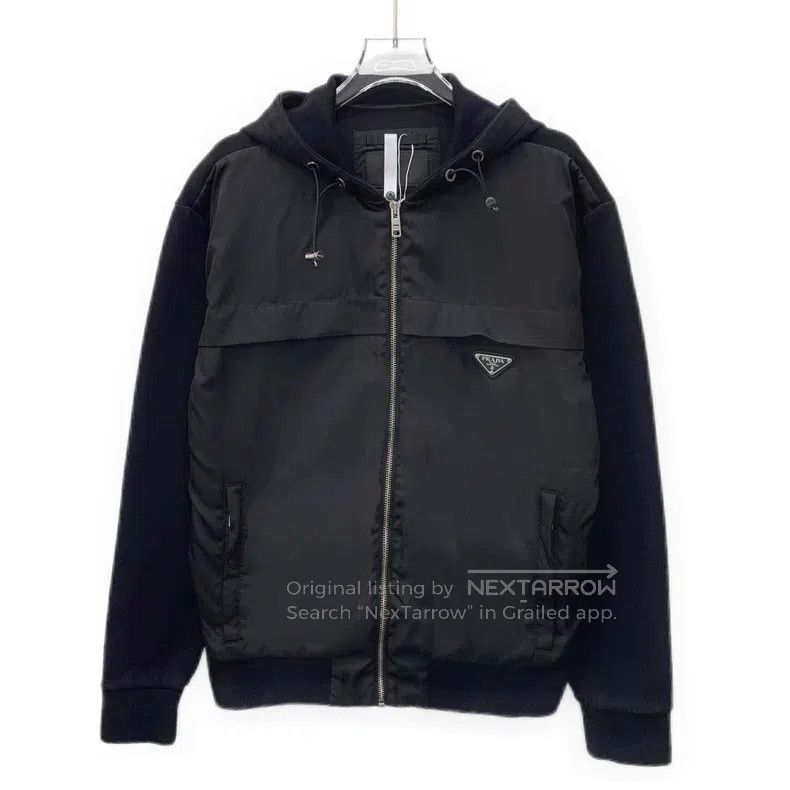 Prada Prada Black triangle logo cotton hooded zipper long jacket Size US M / EU 48-50 / 2 - 1 Thumbnail