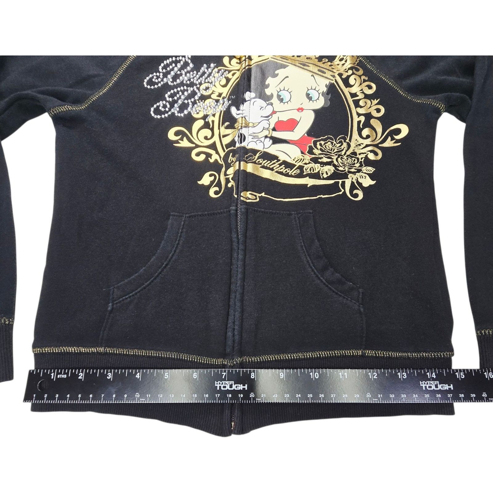 Southpole Betty Boop Jacket Southpole XL 14 16 Black Gold Hoodie Y2K Size XL / US 12-14 / IT 48-50 - 7 Thumbnail