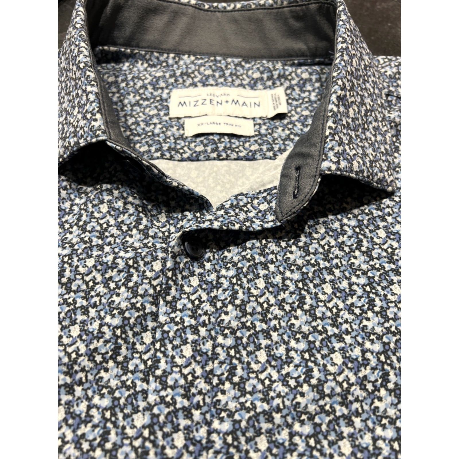 Mizzen+Main Mizzen+Main Leeward Blue Floral Button-Up Shirt XXL 2XL Slim Fit Men’s Regular Size Size US XXL / EU 58 / 5 - 5 Thumbnail