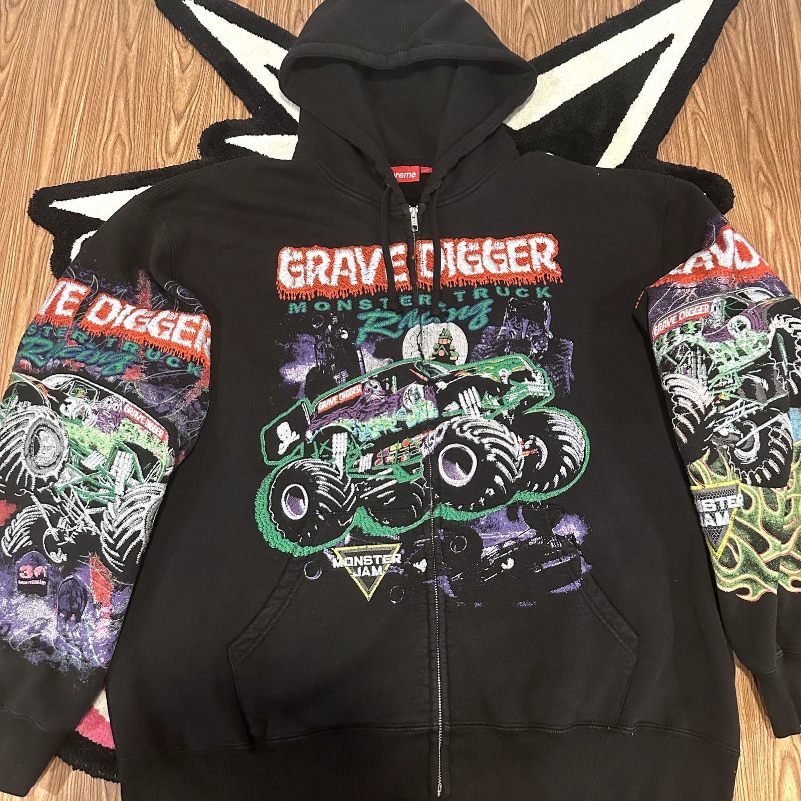 Supreme Supreme Monster Jam Grave Digger Zip Up Hood Sweatshirt