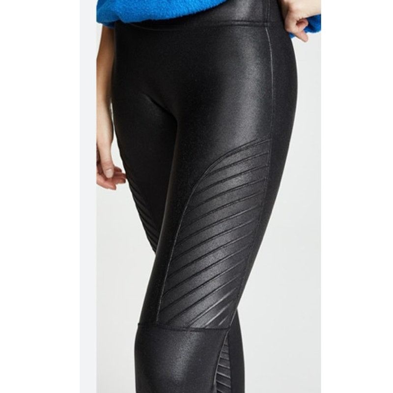 Spanx SPANX Faux Leather Moto Leggings in Black L Size 32" / US 10 / IT 46 - 2 Thumbnail