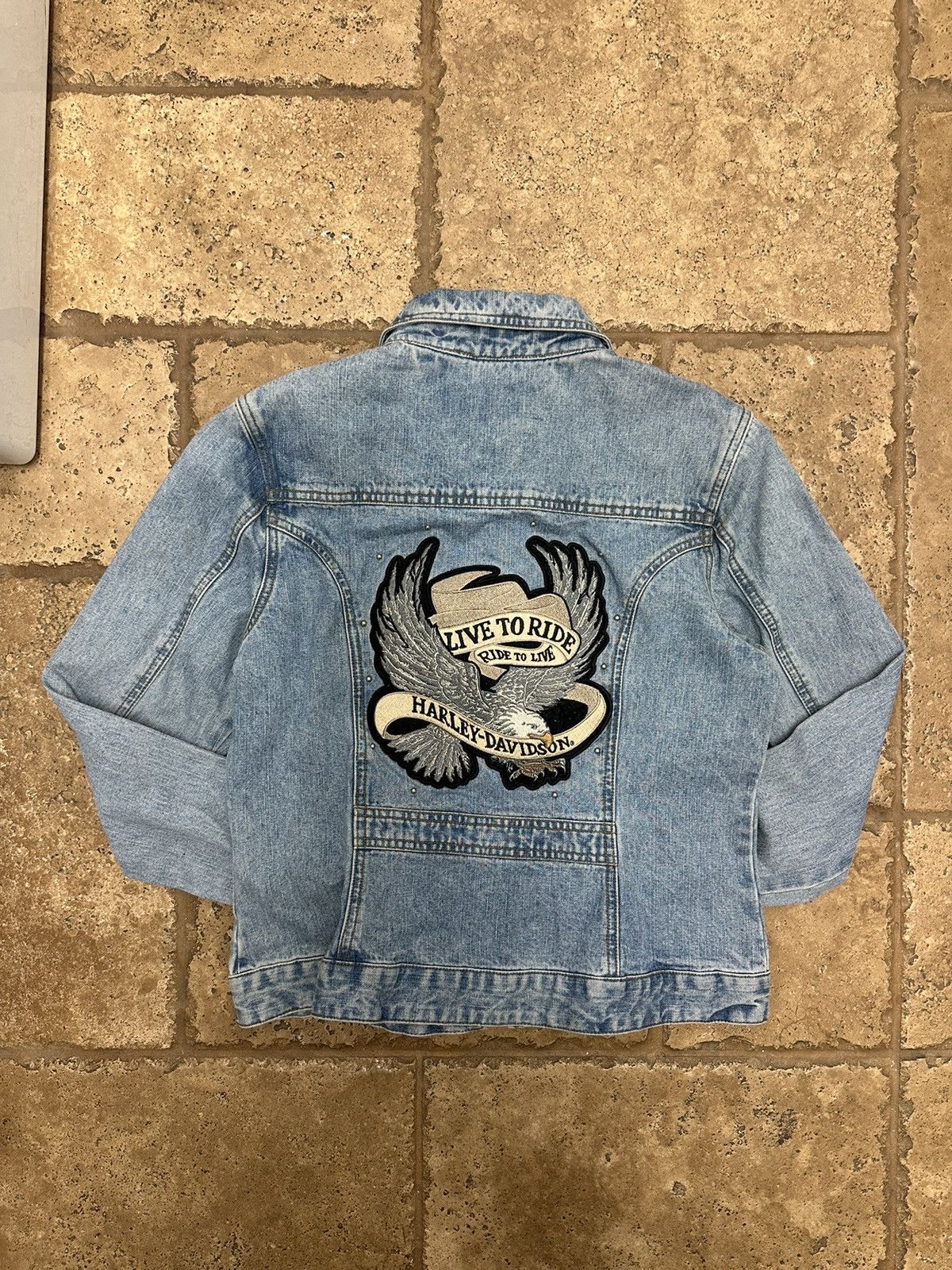 Harley Davidson Harley Davidson Live To Ride Ride To Live Eagle Denim Jacket Size S / US 4 / IT 40 - 2 Thumbnail
