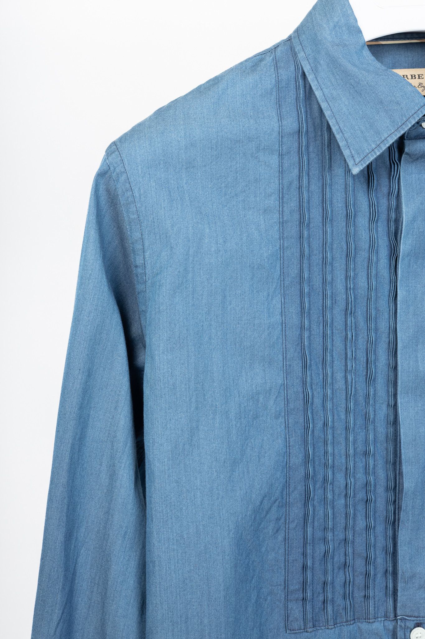 Burberry Burberry Blue Bib Front Cotton Chambray Shirt Size S / US 4 / IT 40 - 5 Thumbnail