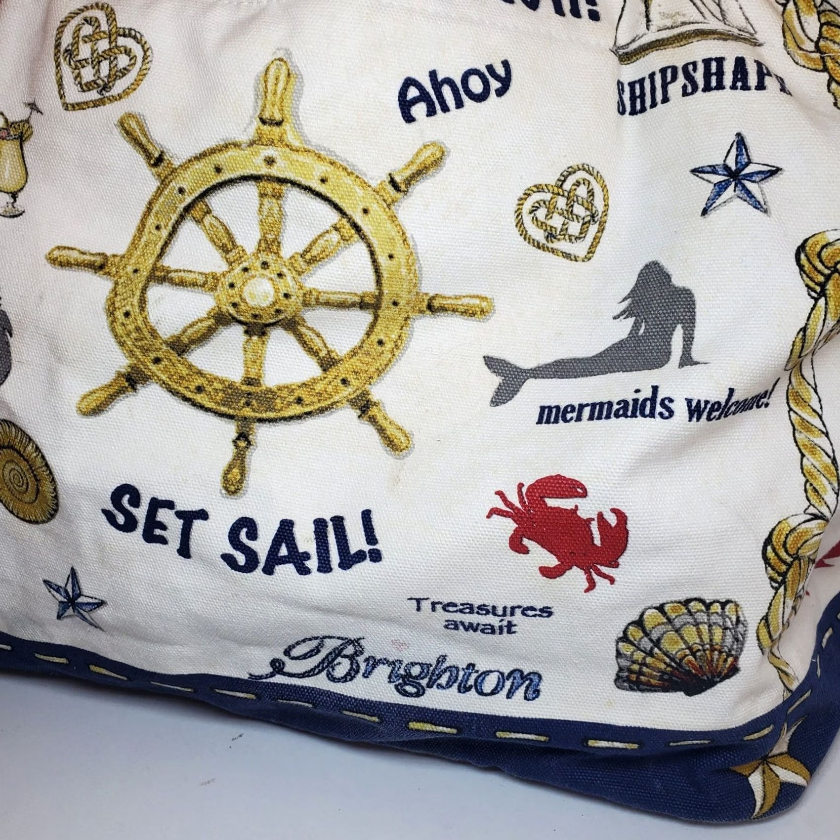 Brighton Brighton Sail Into Summer Canvas Tote Bag Nautical Stripe Beach Travel Multicolor Large Women Size ONE SIZE - 7 Thumbnail