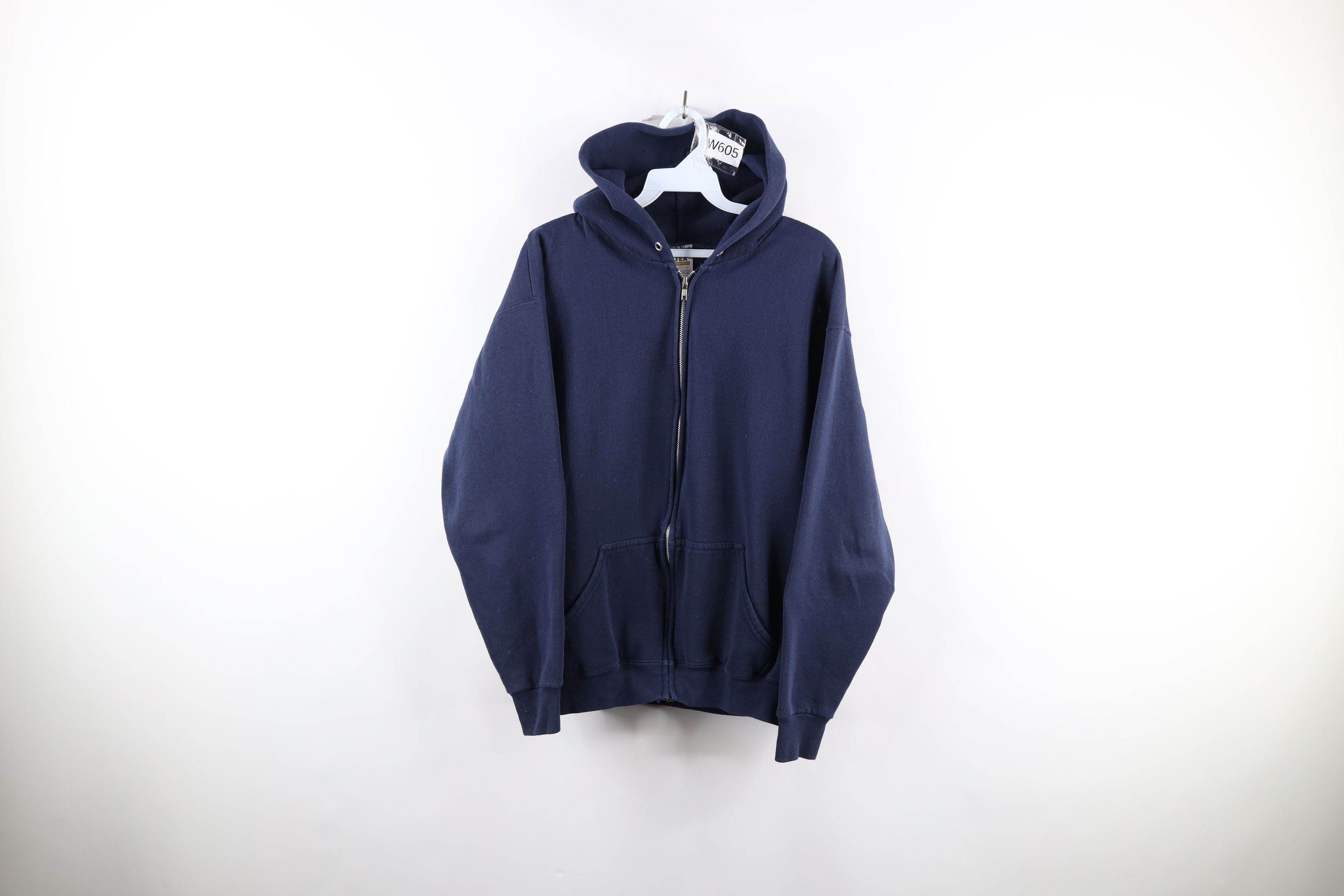 Vintage Vintage 90s Streetwear Blank Full Zip Hoodie Sweatshirt Blue Size US M / EU 48-50 / 2 - 1 Thumbnail
