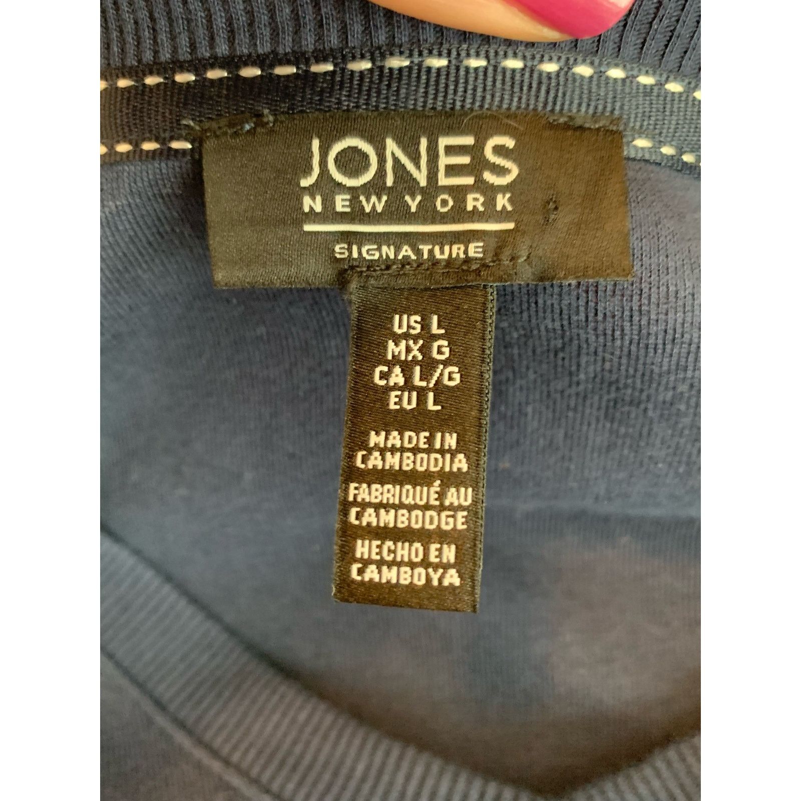 Jones New York Jones New York blue v neck pull over cotton top size large Size L / US 10 / IT 46 - 3 Thumbnail