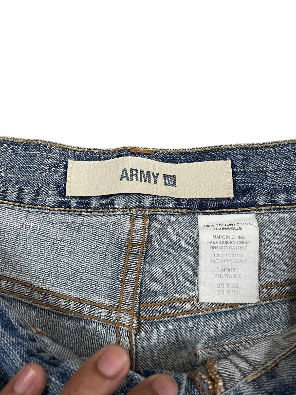 Gap Vintage Y2K Gap Army Blue Wash Crazy Pocket Straight Jeans Size US 29 - 12 Thumbnail