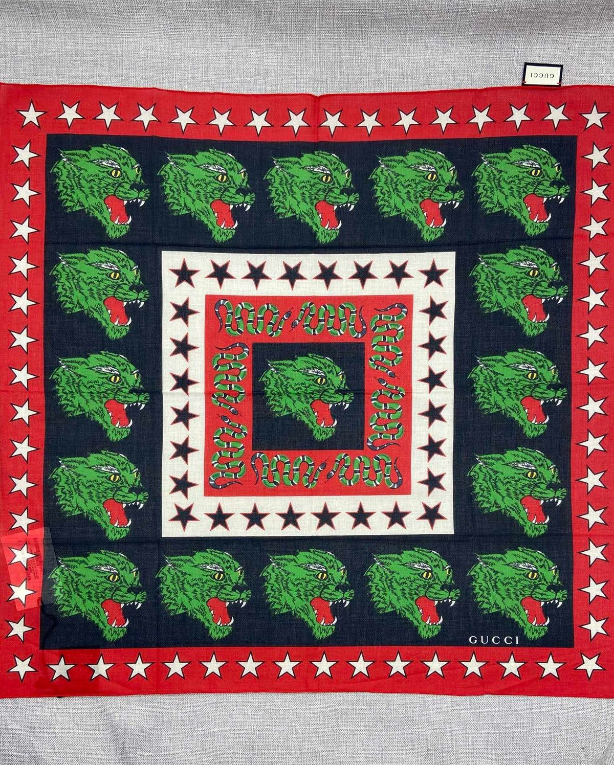 Gucci Black and Red Panther Scarf