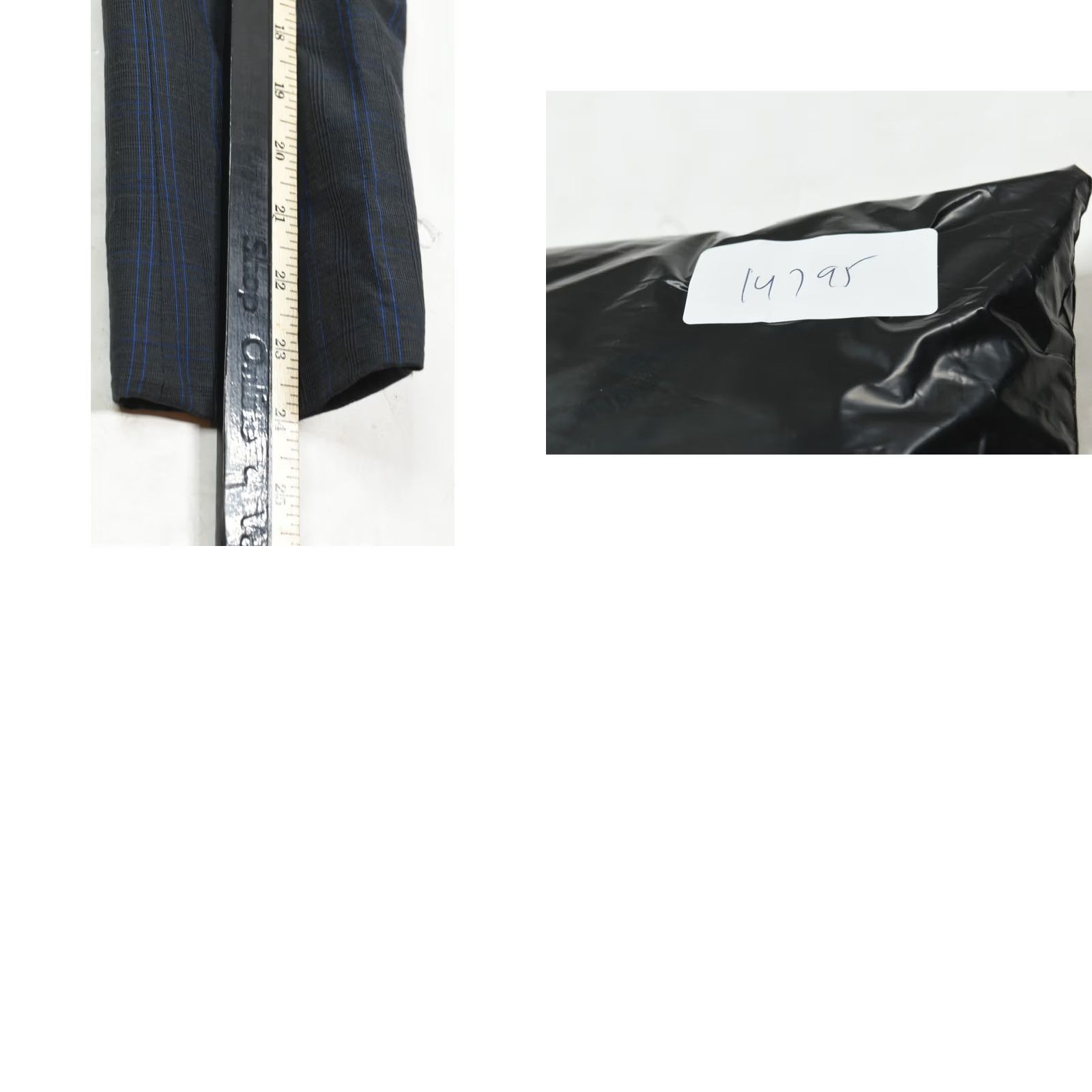 John Varvatos VINTAGE John Varvatos USA Luxe Blazer Mens 38 Gray Blue Plaid Two-Button Slim Fit Size 38R - 10 Thumbnail