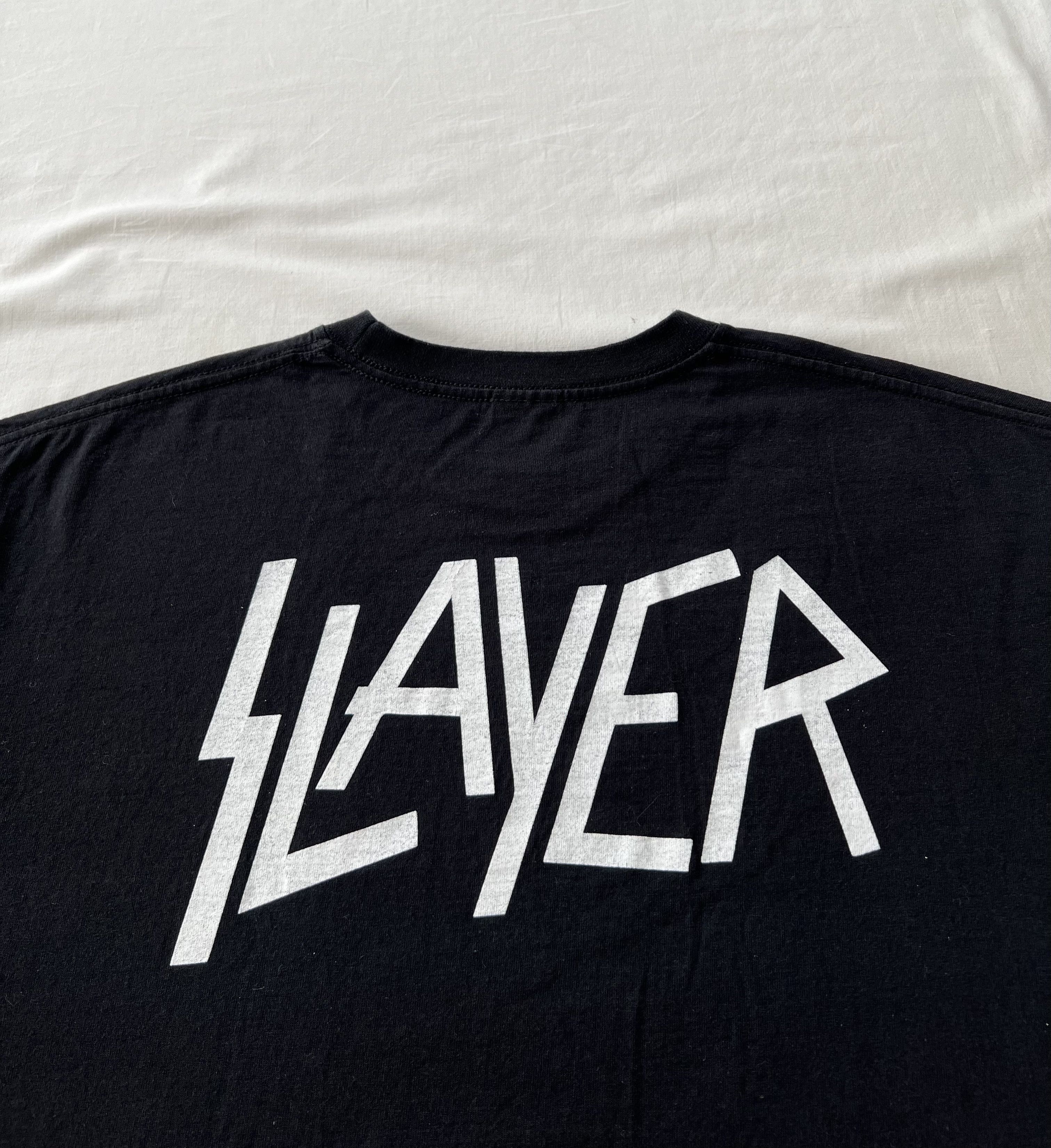 Band Tees Vintage 2000s Slayer Skull USA Flag Metal Band Black T-shirt Size US M / EU 48-50 / 2 - 9 Thumbnail
