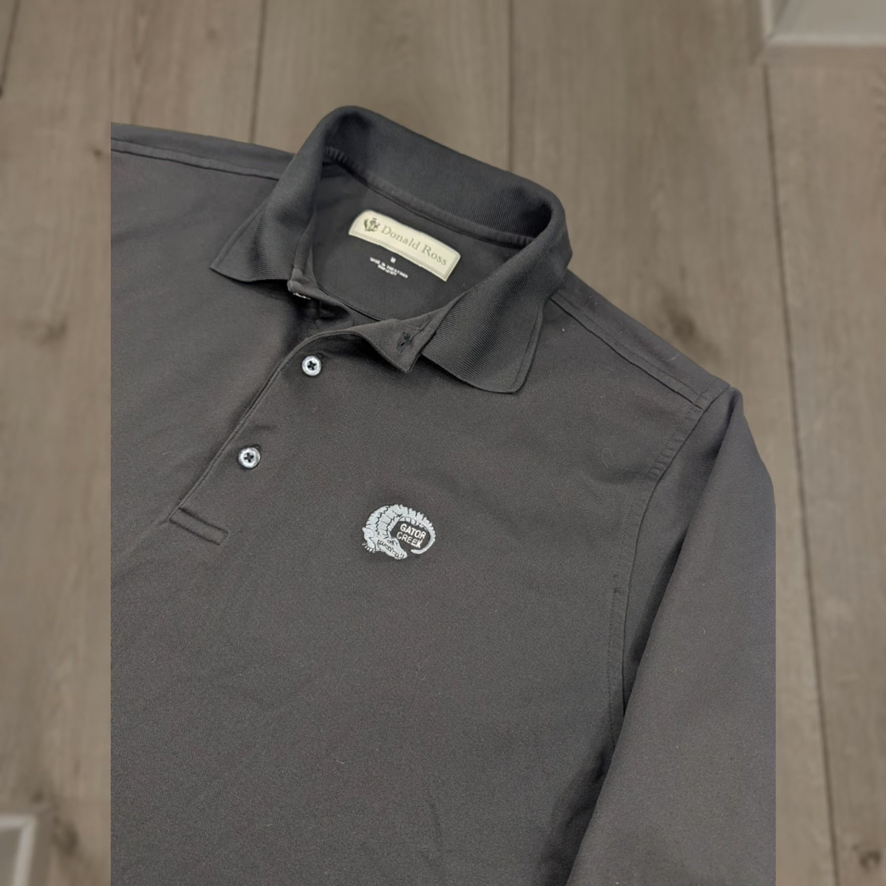 Vintage Donald Ross Polo Shirt Mens Medium Gator Creek Long Sleeve Pullover Black Polyester Blended Fabric Embroidered Logo Button Size US M / EU 48-50 / 2 - 1 Thumbnail