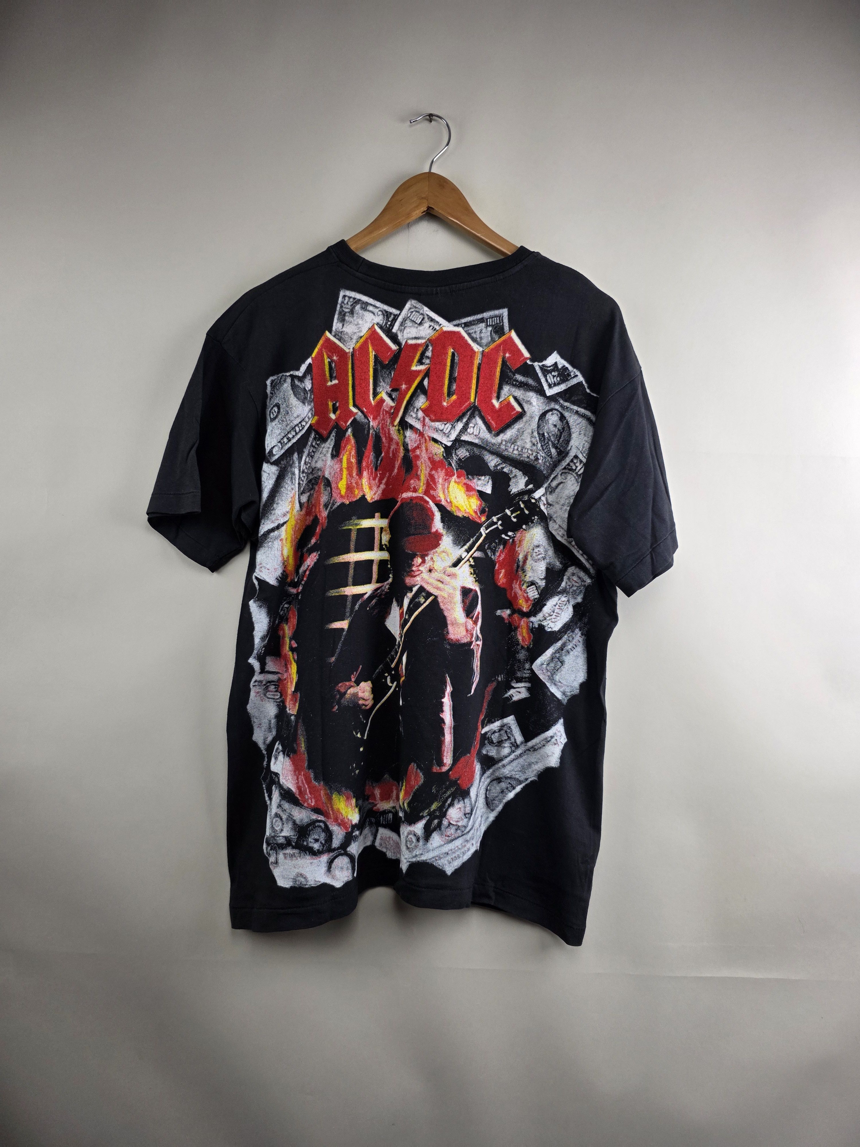AC/DC × Band Tees × Vintage 90s ACDC Angus Burning Dollars Bootleg XL 22" 28.5" Size US XL / EU 56 / 4 - 5 Thumbnail