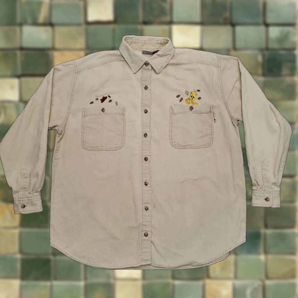 Vintage VINTAGE Looney Tunes Shirt Womens M Tan Corduroy Tweety Button Up Casual Size M / US 6-8 / IT 42-44 - 1 Thumbnail