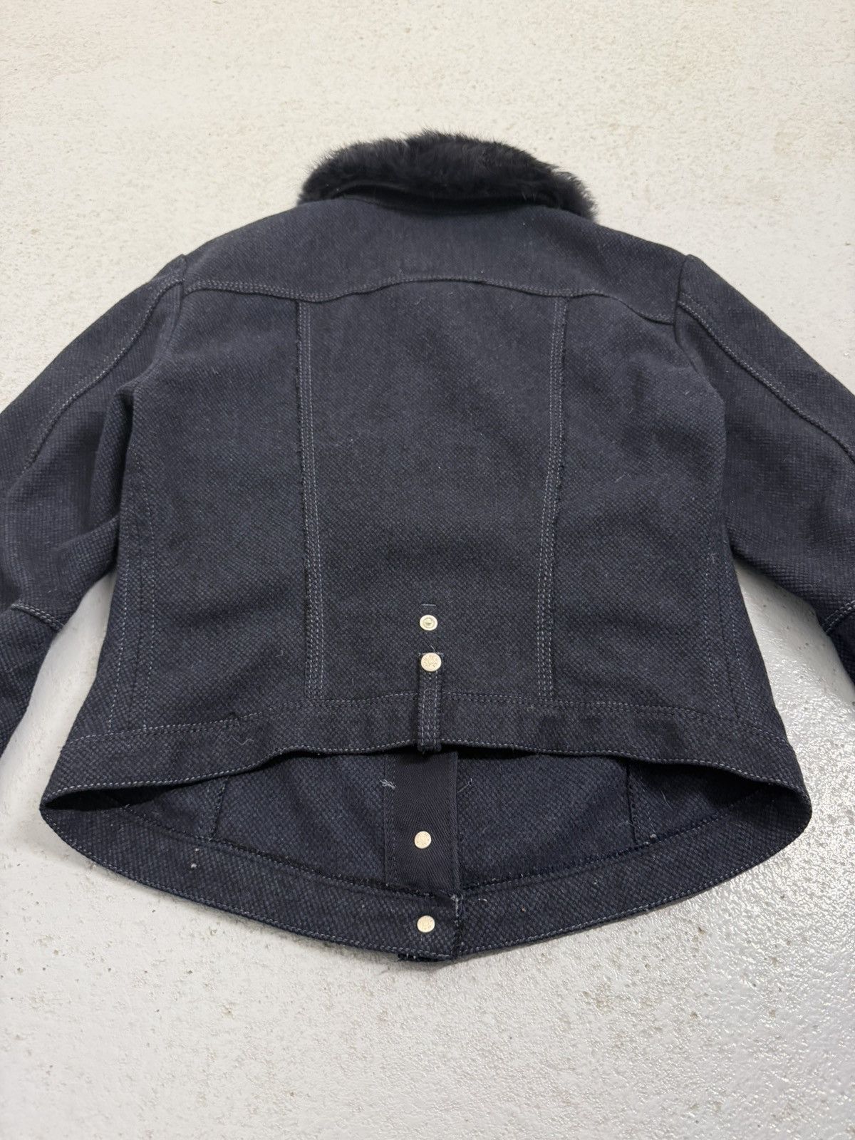 Marithe + Francois Girbaud Vintage 00s Marithe Francois Girbaud Fur Collar Wool Jacket Size XS / US 0-2 / IT 36-38 - 15 Thumbnail
