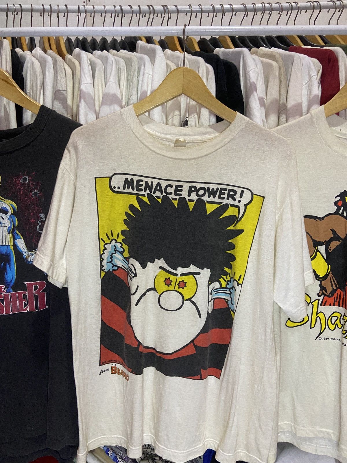 image of Band Tees Manace Power! in White, Men's (Size Large)