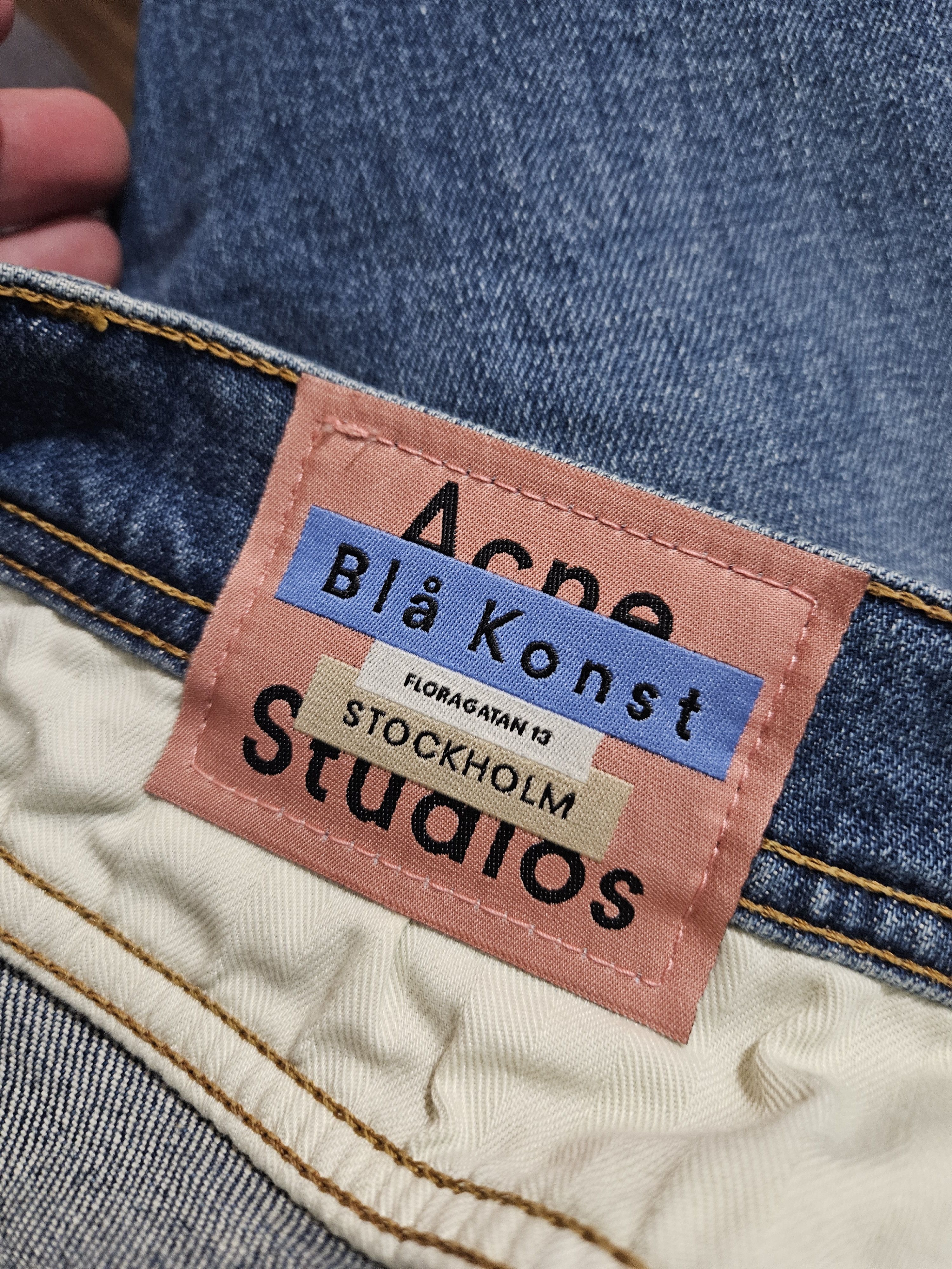 Acne Studios Blå Konst Melk Mid Blue AW18 Back Tab Denim Jeans Size US 27 - 8 Thumbnail