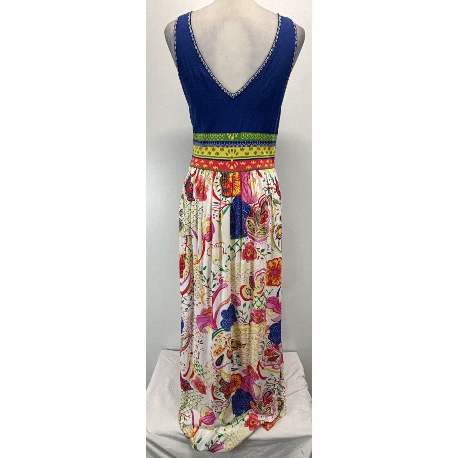 Desigual Desigual Floral Elephant Maxi Dress Blue Multicolored Sleeveless UK 12 EU 40 Womens Summer Size XL / US 12-14 / IT 48-50 - 3 Thumbnail