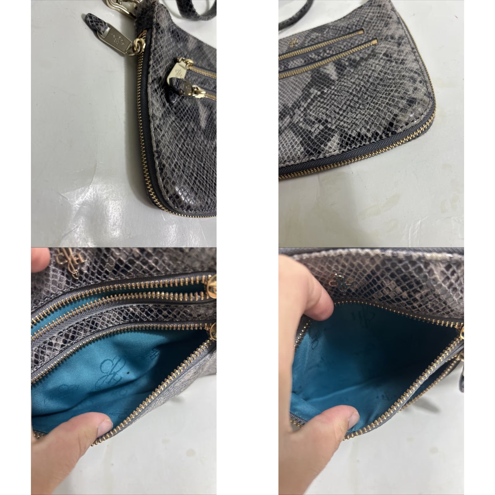 Cole Haan Cole Haan Taupe snake skin embossed textured crossbody Purse Women Crossbody Leather Snake Taupe 9.5x7x1 Size ONE SIZE - 8 Thumbnail