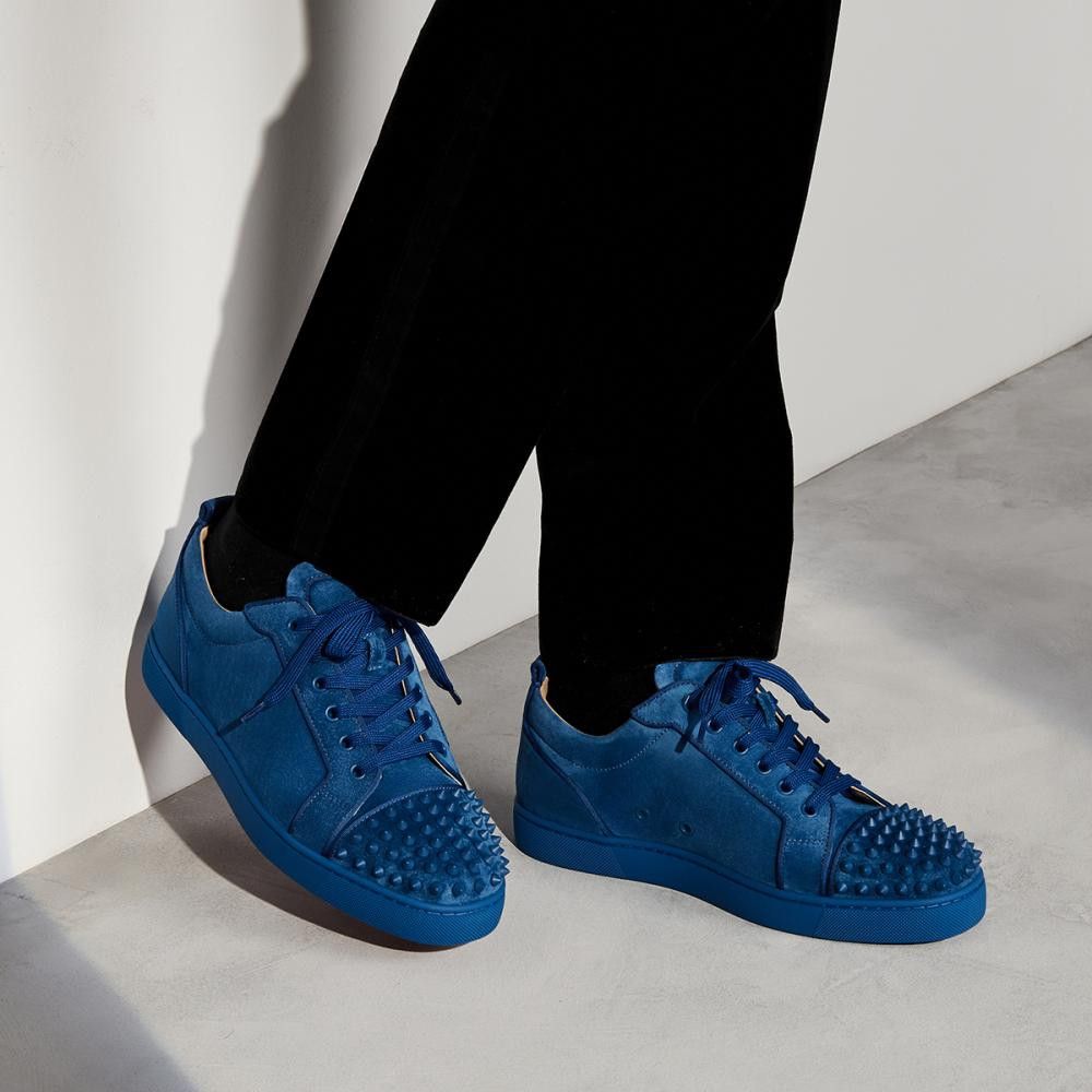 Christian Louboutin o1s1wg110125 Luis Junior Spikes Suede Sneakers in Blue Size US 10 / EU 43 - 6 Thumbnail