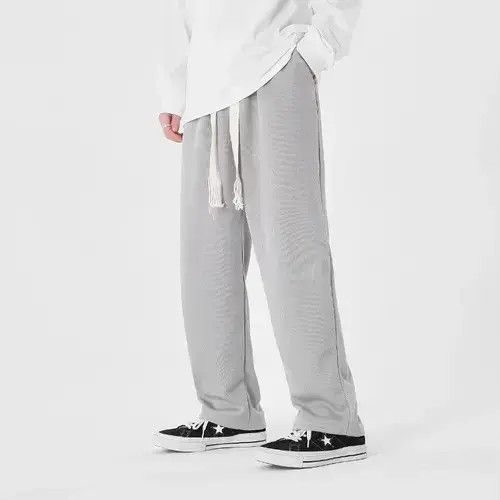 Grey Color Y2k Straight Plain Sweatpant