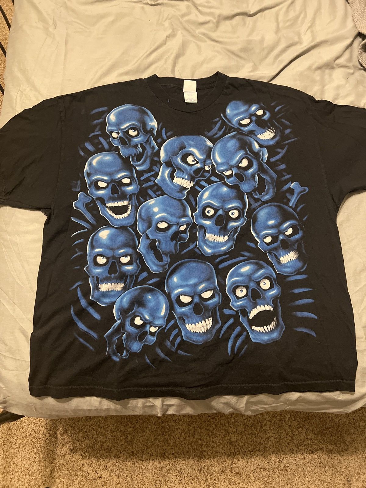 Liquid Blue RARE vintage 2001 liquid blue (blue) skull pile shirt Grailed