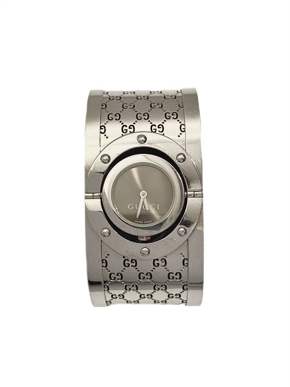 Gucci GG Logo Twirl Steel Quartz Wrist Watch Vintage Y2K