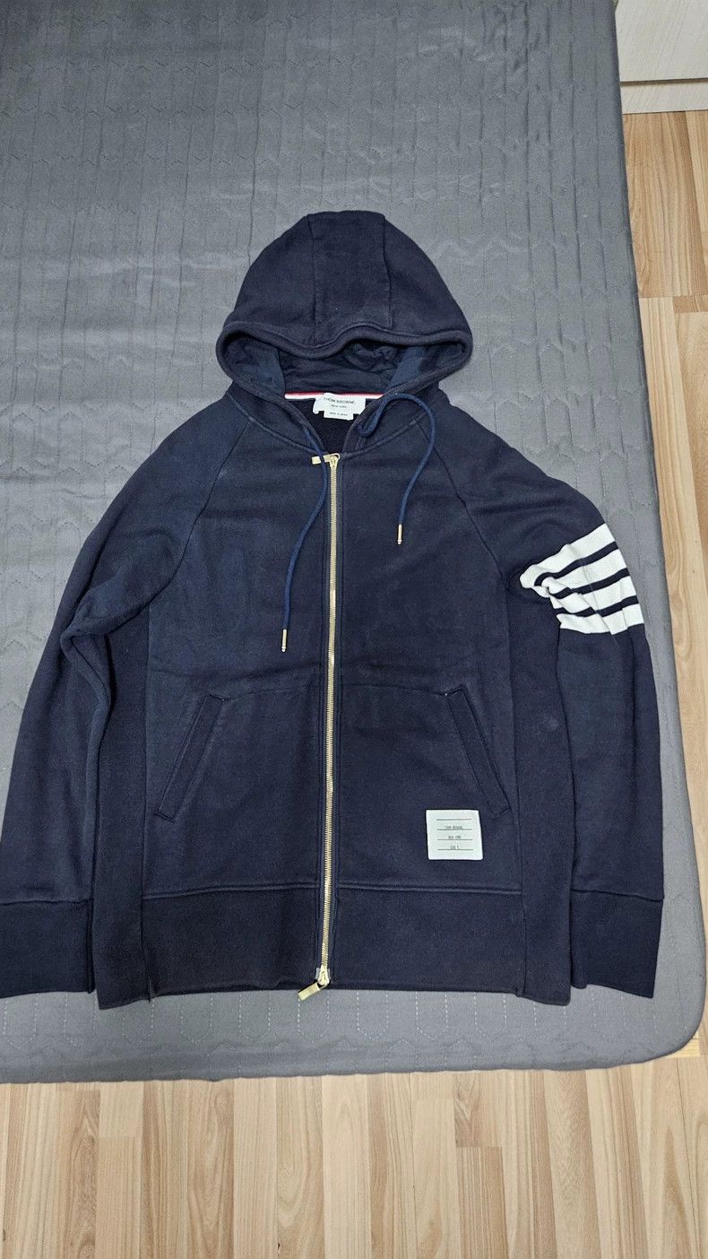 THOM BROWNE 4-Stripe Zip Hoodie - dmc