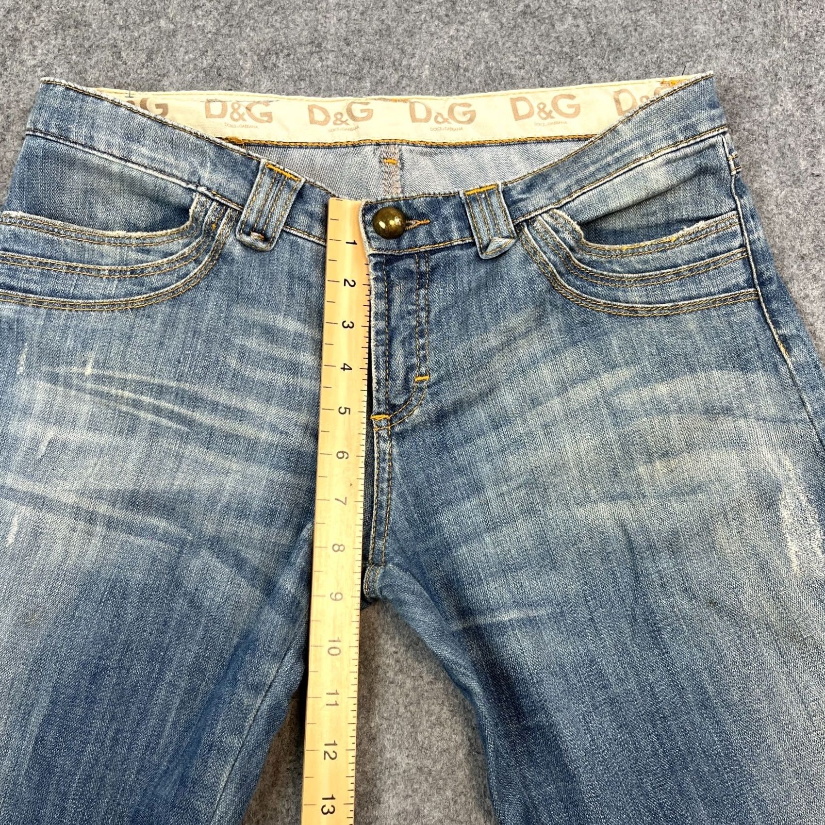 Dolce & Gabbana VINTAGE Dolce&Gabbana Jeans 34 30 UK 14 Whiskers Mid Wash Blue Fray Hem Size 36" / US 14 / IT 50 - 7 Thumbnail