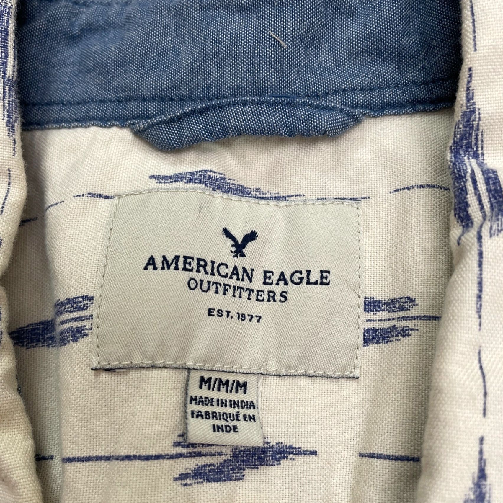 American Eagle Outfitters American Eagle Outfitters Button-Down Shirt Mens Medium Ivory Casual Cotton Size US M / EU 48-50 / 2 - 4 Thumbnail