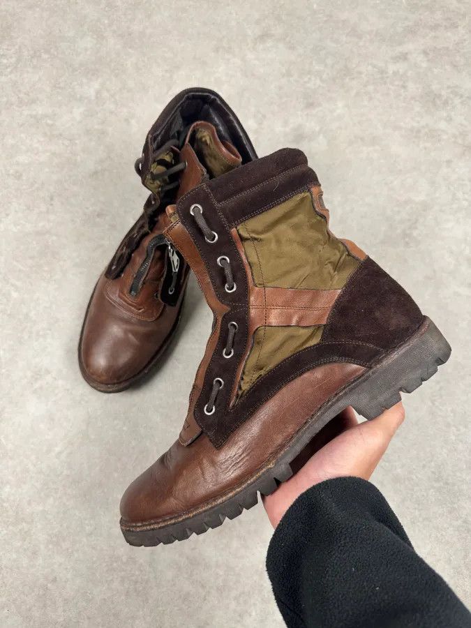 Dolce & Gabbana 2000s Dolce & Gabbana Brown Leather & Olive High Boots Size US 9 / EU 42 - 3 Thumbnail