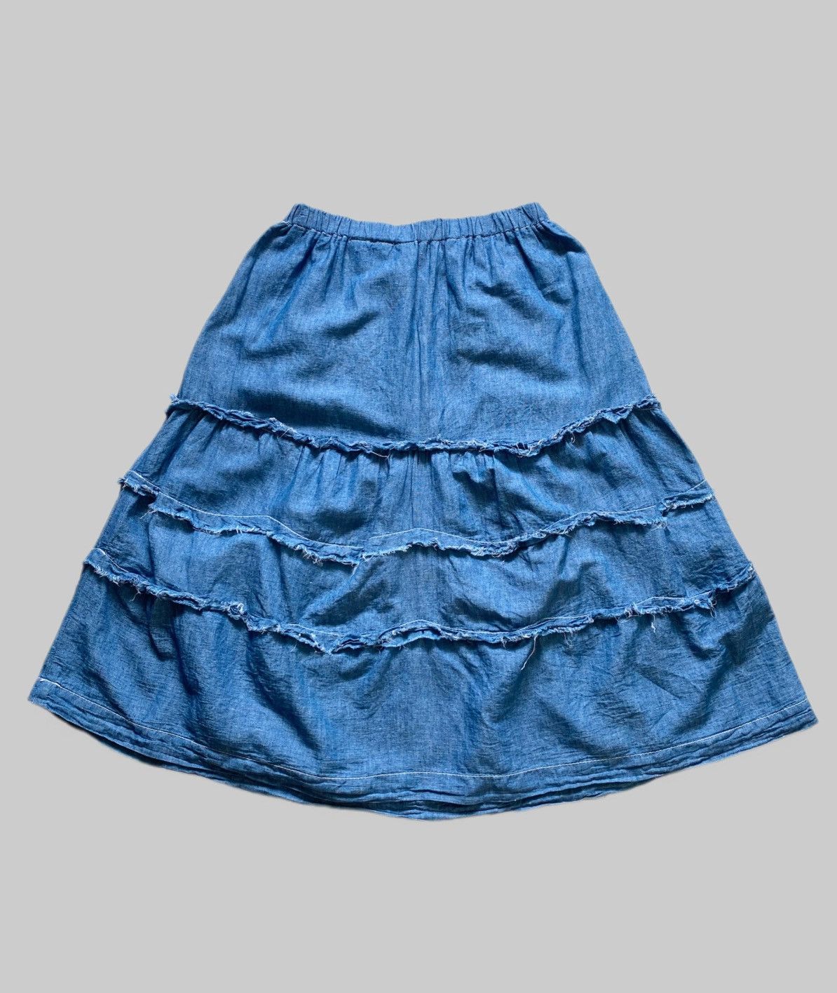 Tricot Comme des Garcons AD2007 Tricot CommeDesGarcons Raw Finish Tiered Denim Skirt Size 30" / US 8 / IT 44 - 12 Thumbnail