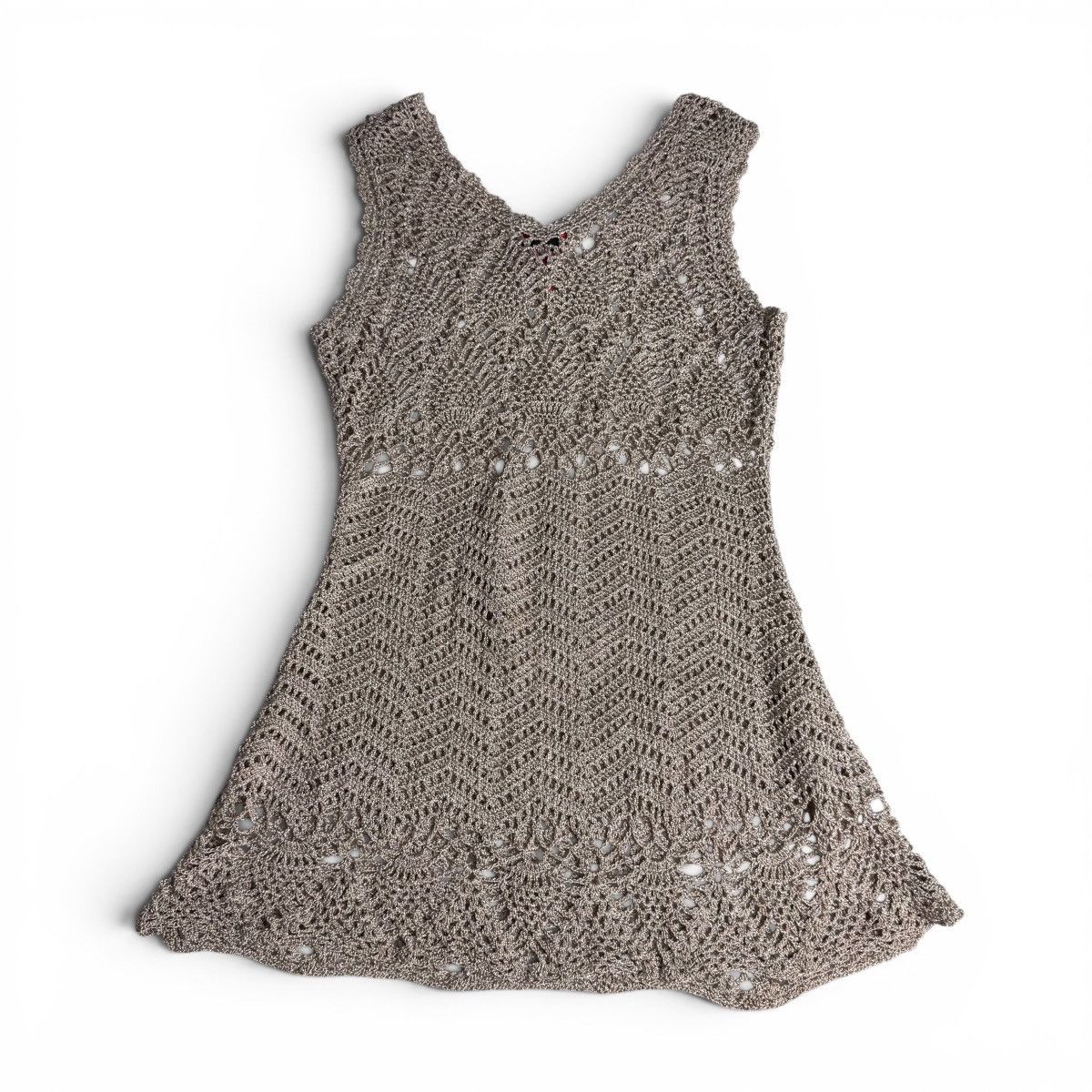 Other V Cristina Shimmery Gold Patterned Crochet Tank Top Dress Size M / US 6-8 / IT 42-44 - 8 Thumbnail
