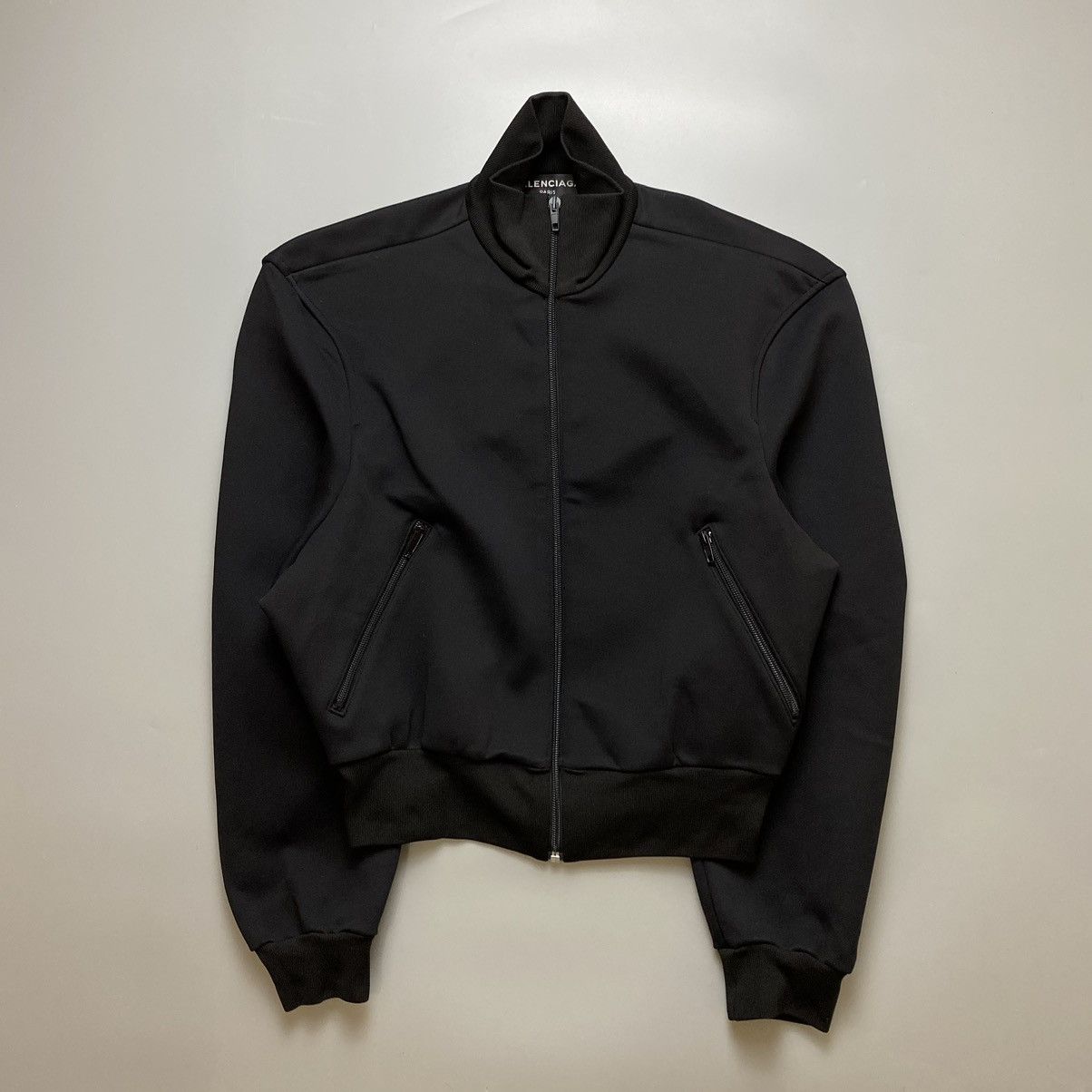 image of Ss17 Demna Gvasalia Era Balenciaga Power Shoulder Jacket in Black, Men's (Size Small)