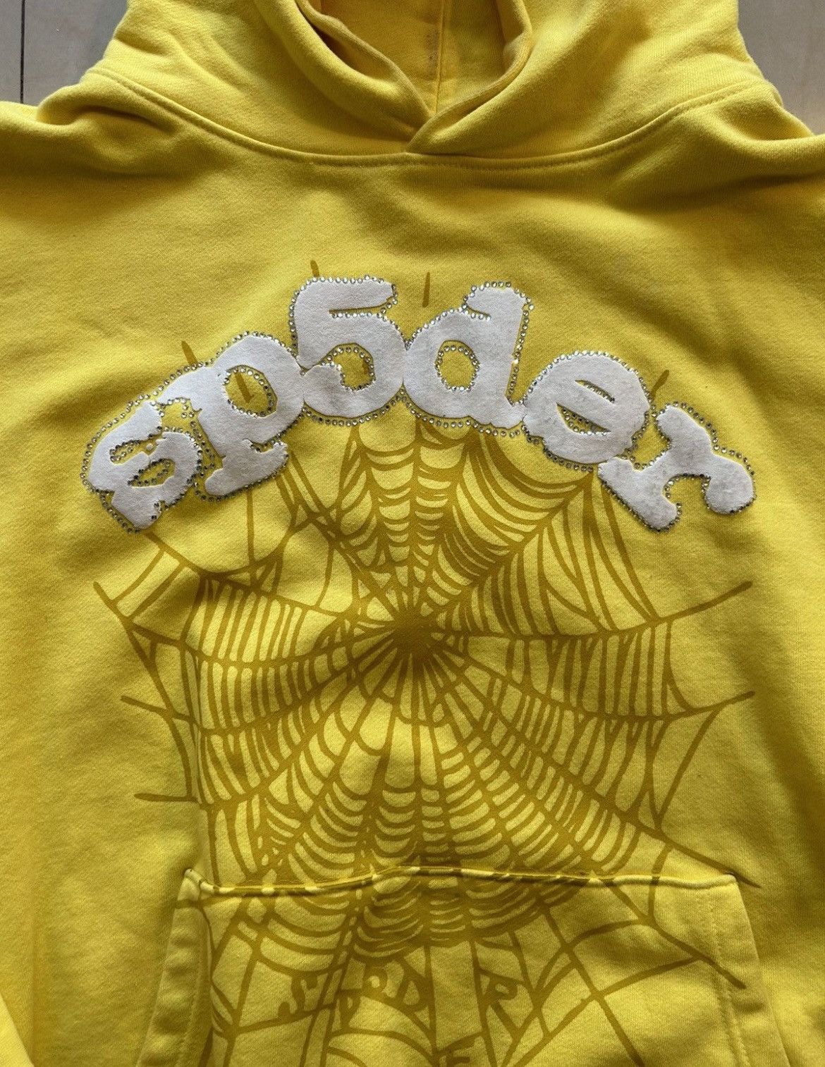 Sp5der Spider Yellow Rhinestone hoodie Size US XL / EU 56 / 4 - 2 Thumbnail